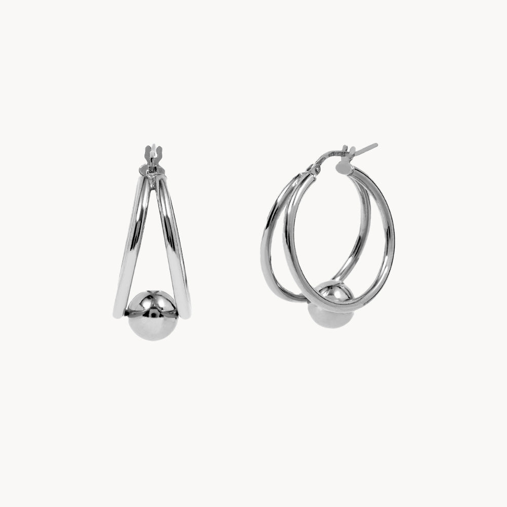 BALL DOUBLE HOOPS EARRINGS