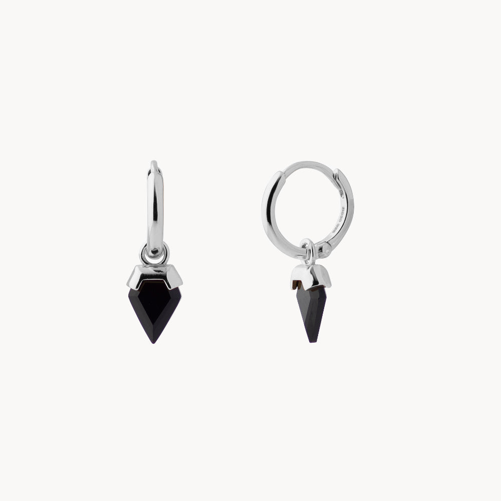 TRIANGLE BLACK HOOP EARRINGS