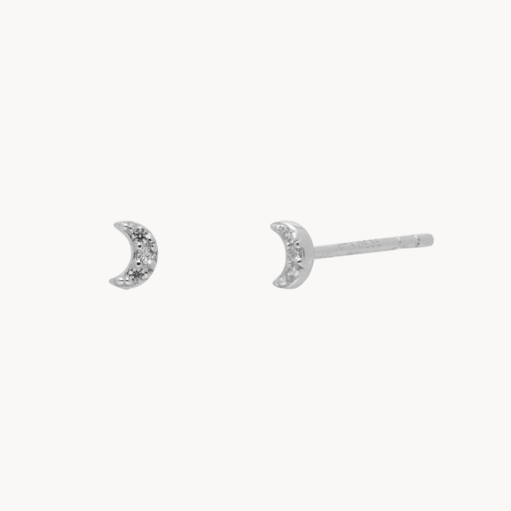 TINY MOON CZ EARRINGS